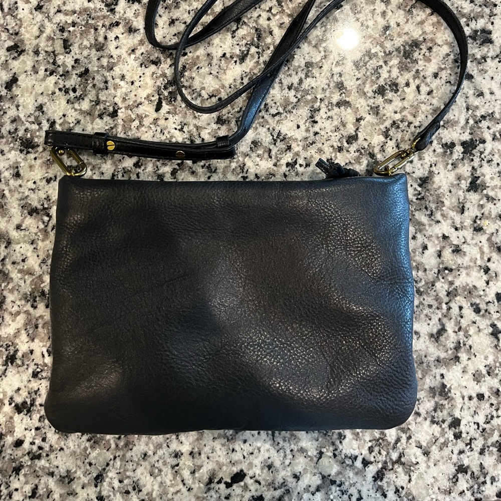 Madewell Black Leather Puffy Crossbody Baggy